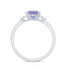 Tanzanite Engagement Ring with Diamond Trio Tanzanite - ( AAA ) - Quality - Rosec Jewels