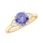 Tanzanite Engagement Ring with Diamond Trio Tanzanite - ( AAA ) - Quality - Rosec Jewels