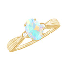 Oval Ethiopian Opal Solitaire Ring with Diamond Stones Ethiopian Opal - ( AAA ) - Quality - Rosec Jewels