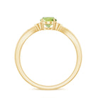 Oval Cut Peridot Solitaire Ring with Diamond Peridot - ( AAA ) - Quality - Rosec Jewels