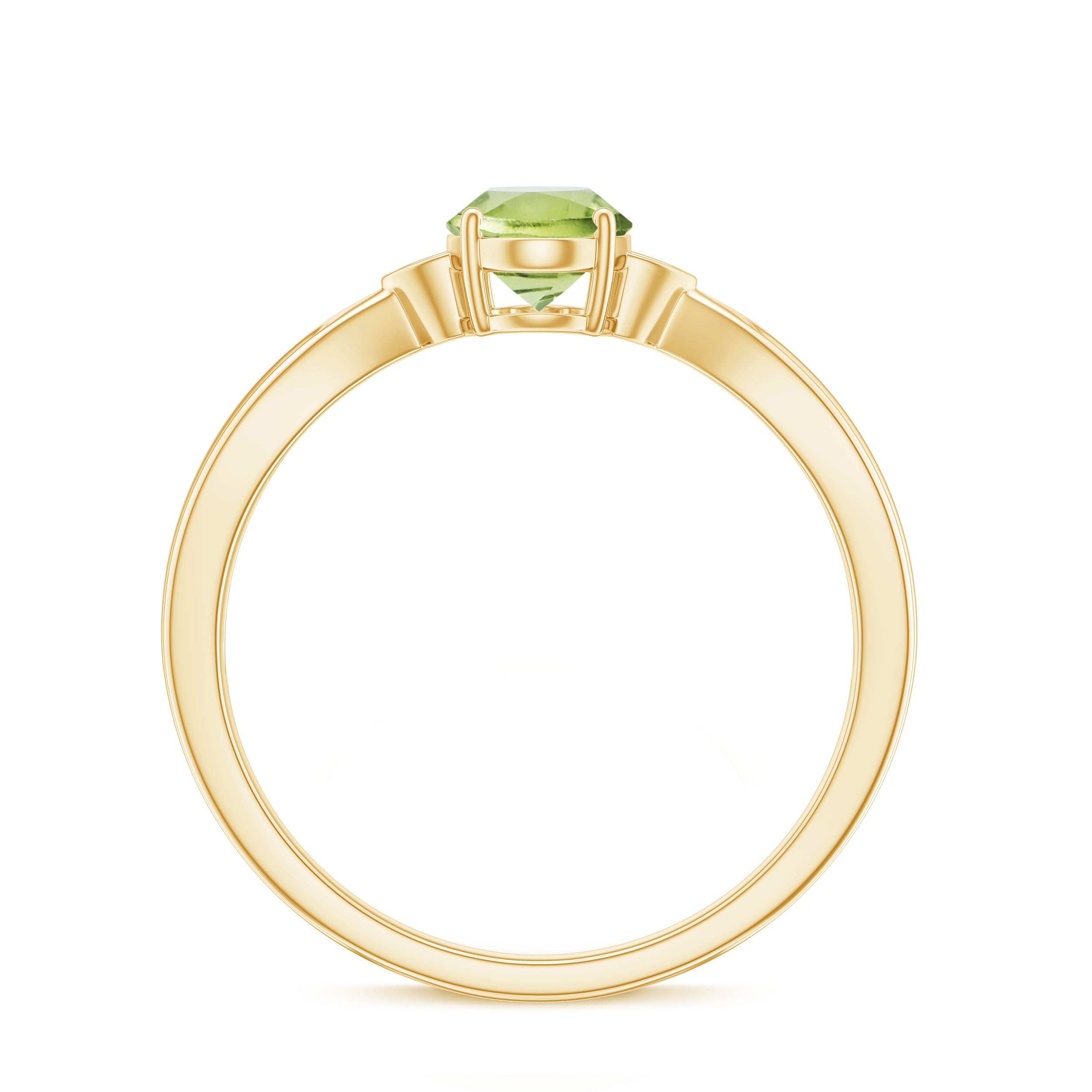 Oval Cut Peridot Solitaire Ring with Diamond Peridot - ( AAA ) - Quality - Rosec Jewels