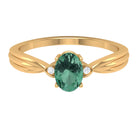 Oval Shape Green Sapphire Solitaire Engagement Ring with Diamond Green Sapphire - ( AAA ) - Quality - Rosec Jewels