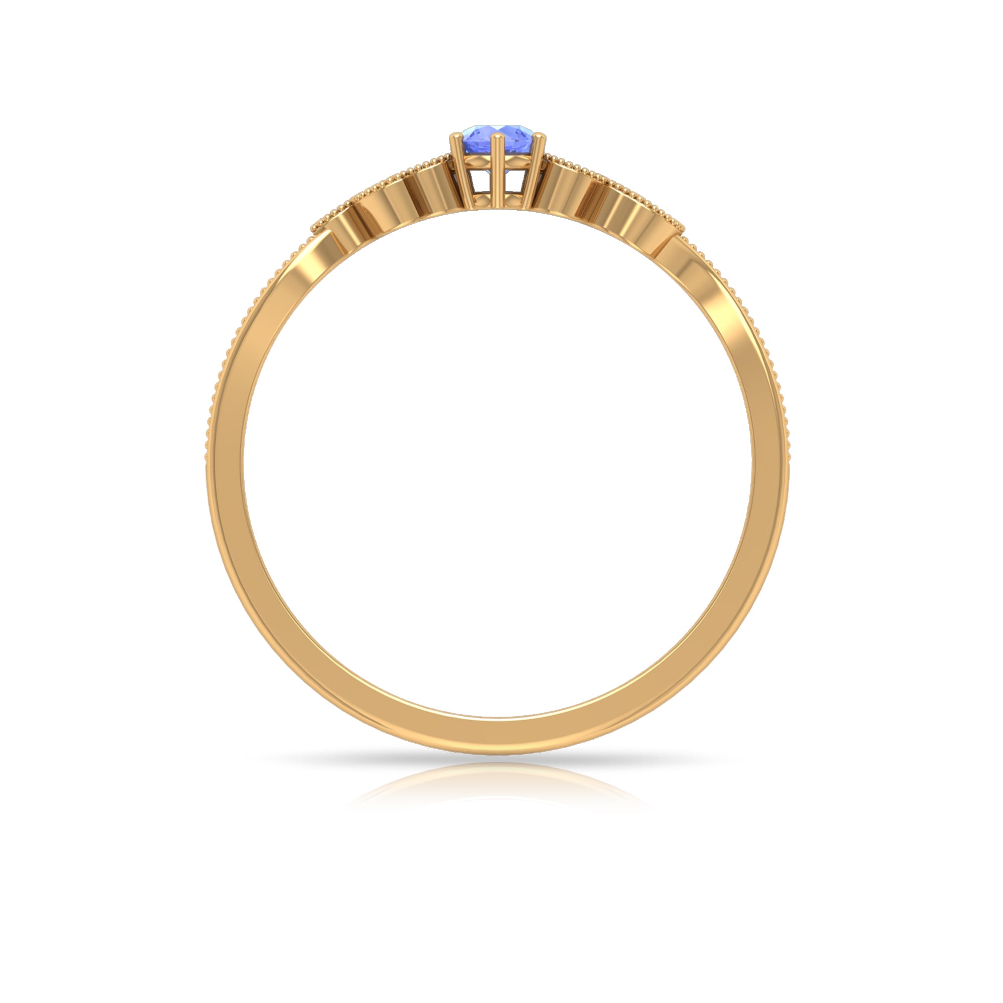 Real Tanzanite and Diamond Leaf Branch Promise Ring Tanzanite - ( AAA ) - Quality - Rosec Jewels