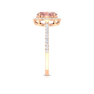 1.50 CT Oval Shape Morganite Ring with Diamond Halo Morganite - ( AAA ) - Quality - Rosec Jewels