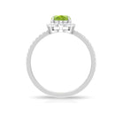 Oval Peridot Halo Engagement Ring with Diamond Peridot - ( AAA ) - Quality - Rosec Jewels