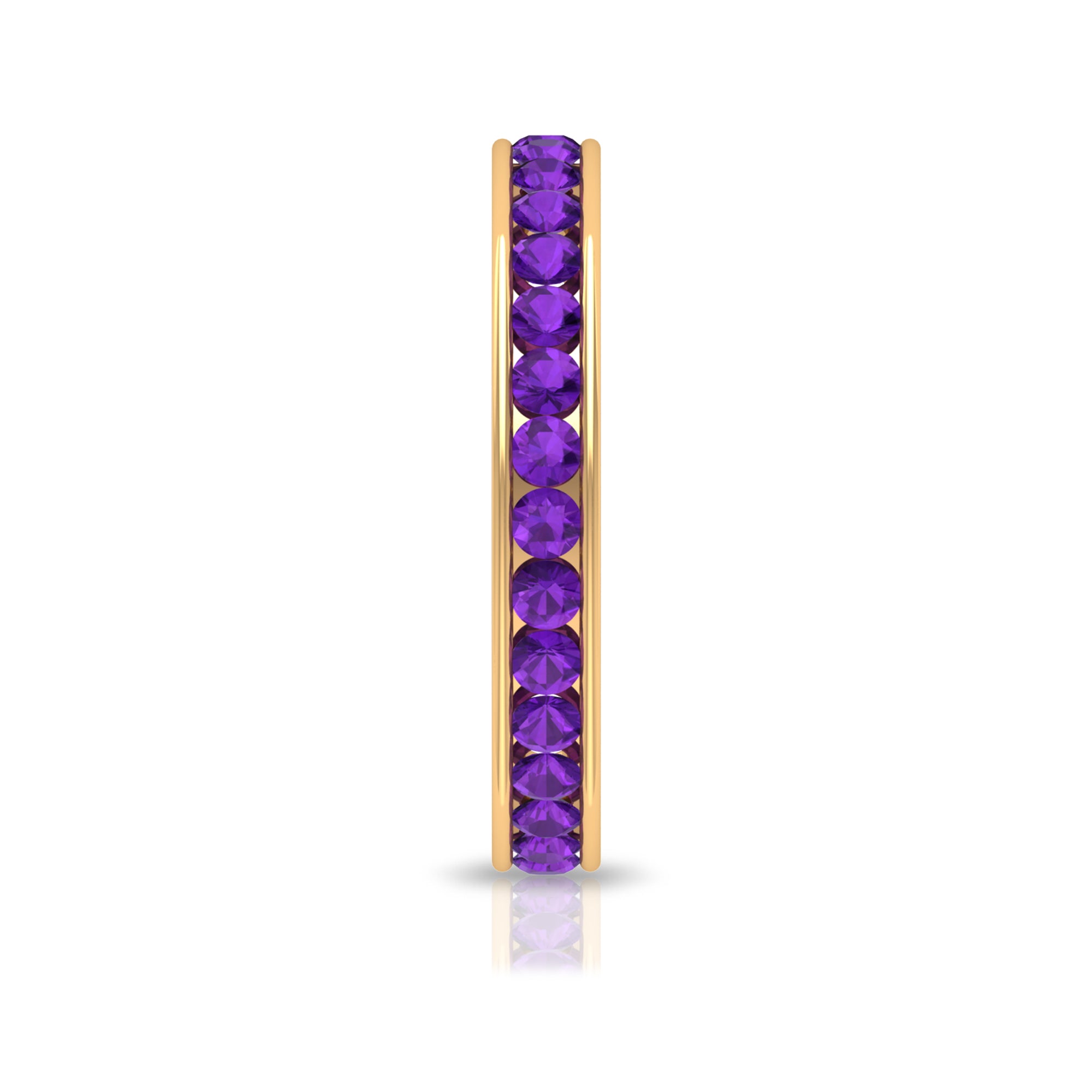 Round Shape Amethyst Eternity Ring in Channel Setting Amethyst - ( AAA ) - Quality - Rosec Jewels