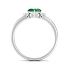 Heart Shape Created Emerald Designer Engagement Ring with Diamond Lab Created Emerald - ( AAAA ) - Quality - Rosec Jewels