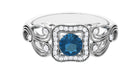 Vintage London Blue Topaz and Diamond Milgrain Engagement Ring London Blue Topaz - ( AAA ) - Quality - Rosec Jewels