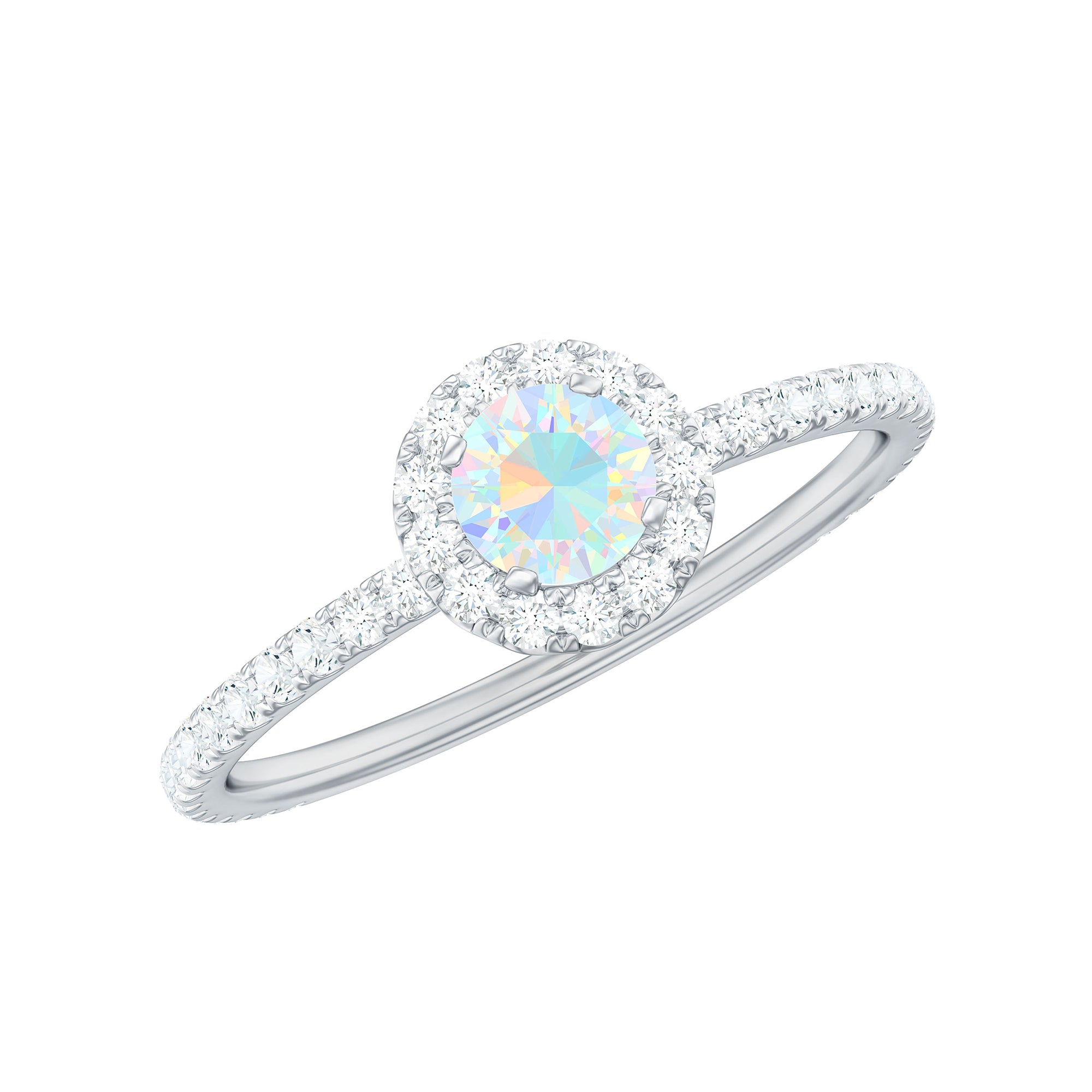 3/4 CT Ethiopian Opal and Diamond Minimal Engagement Ring Ethiopian Opal - ( AAA ) - Quality - Rosec Jewels