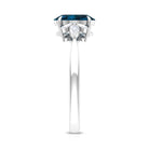 Claw Set London Blue Topaz Solitaire Ring with Marquise Diamond Trio London Blue Topaz - ( AAA ) - Quality - Rosec Jewels