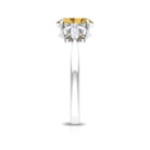 Claw Set Oval Citrine Solitaire Ring with Marquise Diamond Trio Citrine - ( AAA ) - Quality - Rosec Jewels