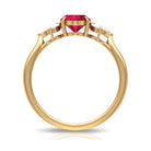 Claw Set Oval Created Ruby Solitaire Ring with Marquise Diamond Trio Lab Created Ruby - ( AAAA ) - Quality - Rosec Jewels