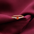 Oval Shape Orange Sapphire Promise Ring with Diamond Side Stone Orange Sapphire - ( AAA ) - Quality - Rosec Jewels