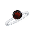 1 CT Natural Garnet Solitaire Ring in Lotus Basket Setting Garnet - ( AAA ) - Quality - Rosec Jewels