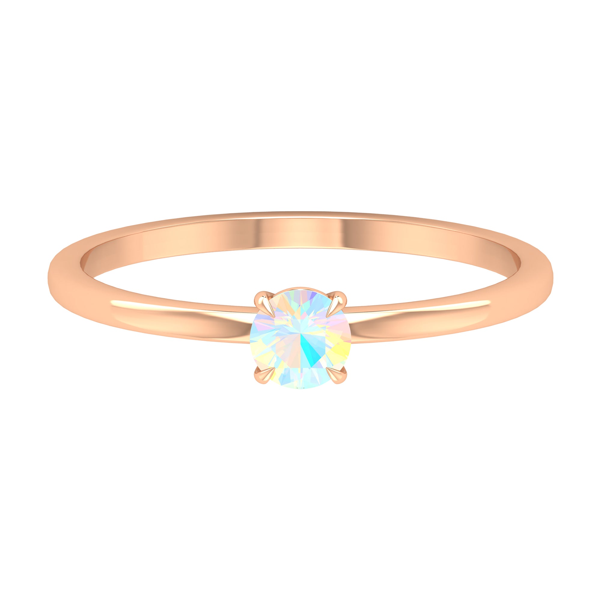 1/4 CT Claw Set Round Ethiopian Opal Solitaire Promise Ring Ethiopian Opal - ( AAA ) - Quality - Rosec Jewels