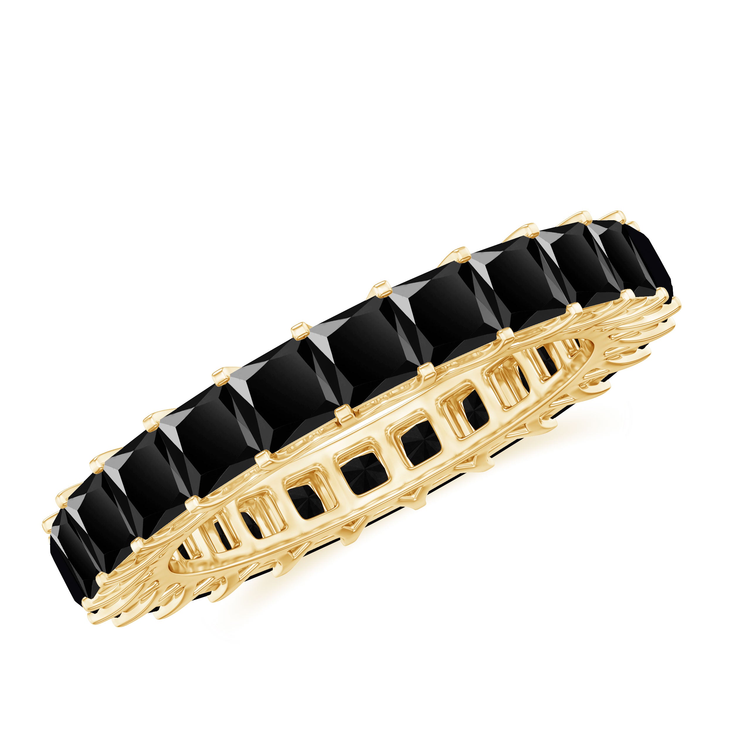 3 CT Princess Cut Black Onyx Full Eternity Band Ring Black Onyx - ( AAA ) - Quality - Rosec Jewels