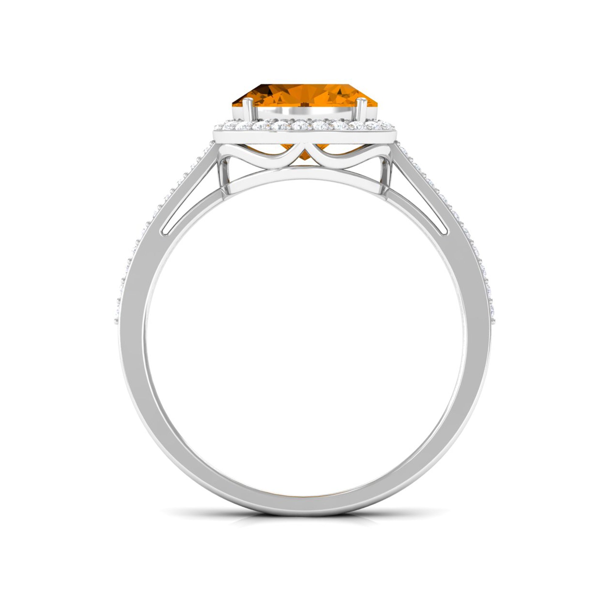 Oval Cut Citrine East West Engagement Ring with Diamond Halo Citrine - ( AAA ) - Quality - Rosec Jewels