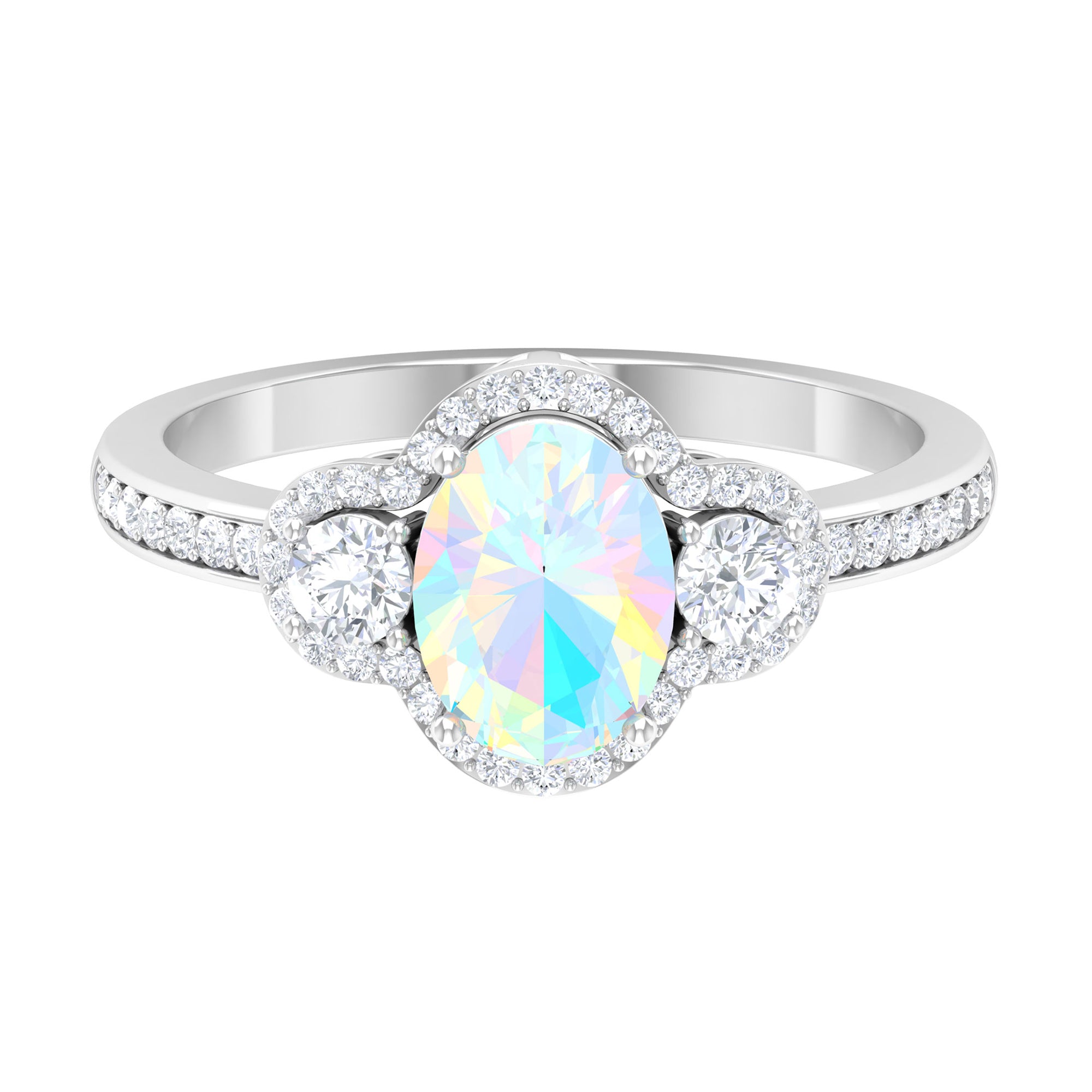 1.75 CT Antique Ethiopian Opal and Diamond Accent Engagement Ring Ethiopian Opal - ( AAA ) - Quality - Rosec Jewels