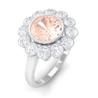 3.5 CT Round Shape Morganite and Moissanite Halo Engagement Ring Morganite - ( AAA ) - Quality - Rosec Jewels