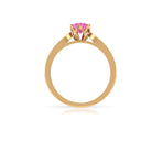 Round Cut Pink Sapphire Solitaire Engagement Ring with Diamond Pink Sapphire - ( AAA ) - Quality - Rosec Jewels