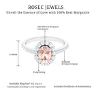 Oval Shape Morganite Engagement Ring with Diamond Halo Morganite - ( AAA ) - Quality - Rosec Jewels