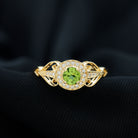 Vintage Inspired Peridot and Diamond Engagement Ring with Gold Beaded Peridot - ( AAA ) - Quality - Rosec Jewels