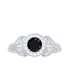 Black Onyx and Diamond Vintage Inspired Engagement Ring with Beaded Details Black Onyx - ( AAA ) - Quality - Rosec Jewels