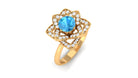 Swiss Blue Topaz and Diamond Floral Engagement Ring Swiss Blue Topaz - ( AAA ) - Quality - Rosec Jewels