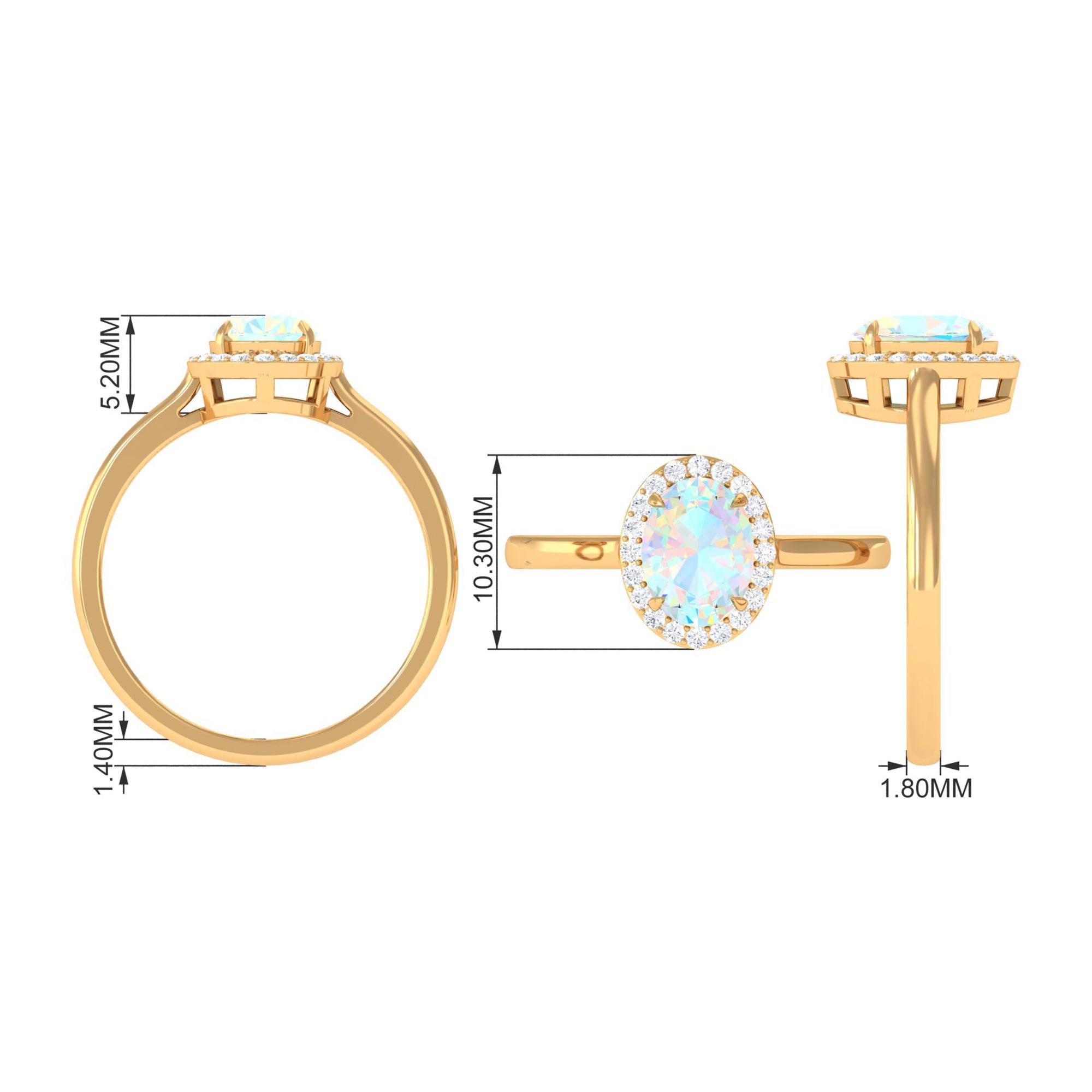 1.50 CT Oval Shape Ethiopian Opal Engagement Ring with Diamond Halo Ethiopian Opal - ( AAA ) - Quality - Rosec Jewels