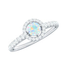 0.75 CT Ethiopian Opal and Diamond Halo Engagement Ring Ethiopian Opal - ( AAA ) - Quality - Rosec Jewels