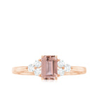 1 CT Emerald Cut Morganite Solitaire Ring with Diamond Trio Morganite - ( AAA ) - Quality - Rosec Jewels