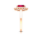 Ruby and Diamond Floral Engagement Ring Ruby - ( AAA ) - Quality - Rosec Jewels