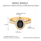 2 CT Black Onyx and Diamond Engagement Ring with Milgrain Details Black Onyx - ( AAA ) - Quality - Rosec Jewels