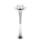 1 CT Rose Quartz Flower Engagement Ring with Diamond Halo in Split Shank Rose Quartz - ( AAA ) - Quality - Rosec Jewels