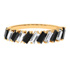 Tilted Baguette Shape Black Onyx and Moissanite Half Eternity Ring Black Onyx - ( AAA ) - Quality - Rosec Jewels