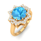 Swiss Blue Topaz Star Shape Engagement Ring with Diamond Swiss Blue Topaz - ( AAA ) - Quality - Rosec Jewels