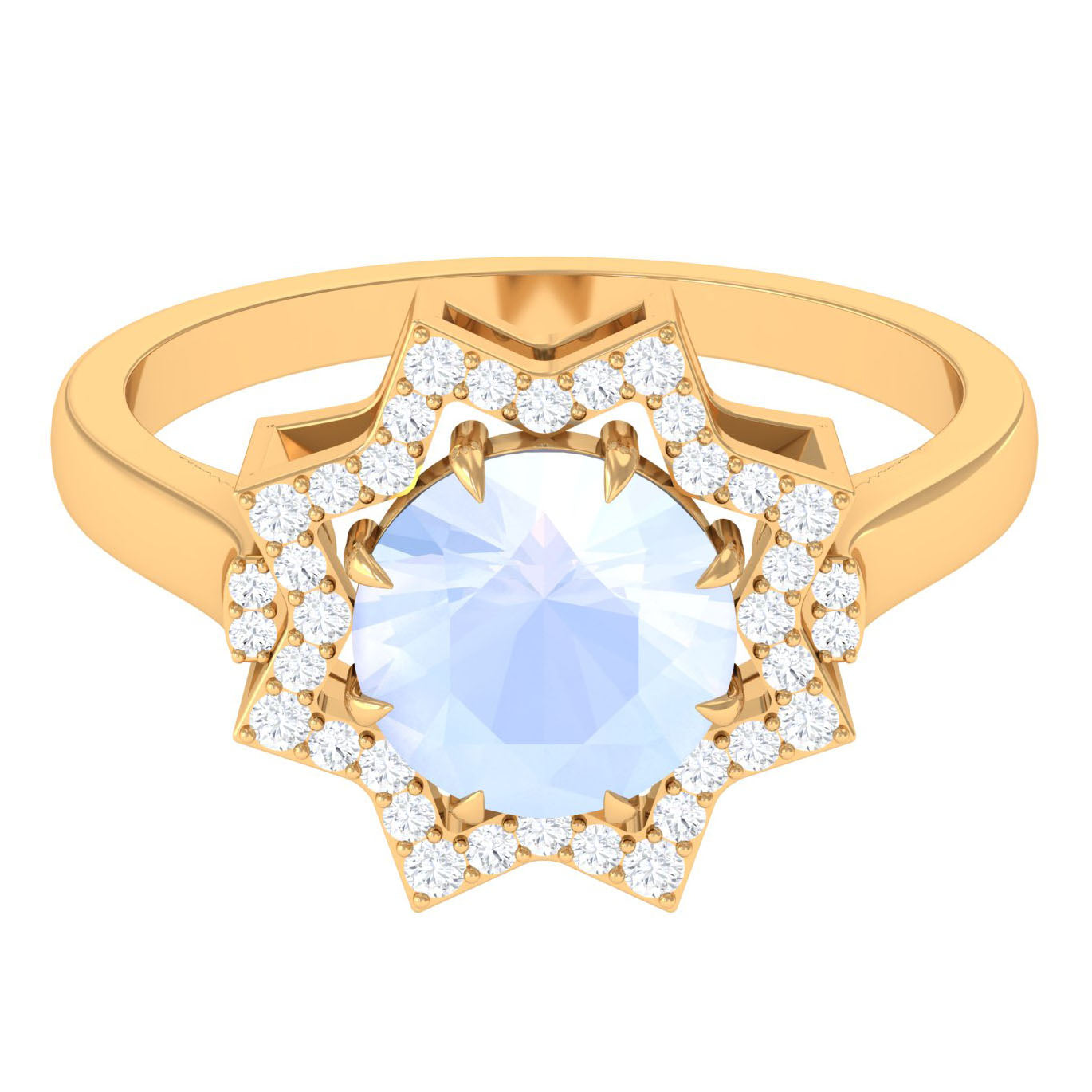 1.25 CT Moonstone Star Shape Engagement Ring with Diamond Moonstone - ( AAA ) - Quality - Rosec Jewels