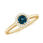 London Blue Topaz Halo Engagement Ring with Diamond London Blue Topaz - ( AAA ) - Quality - Rosec Jewels