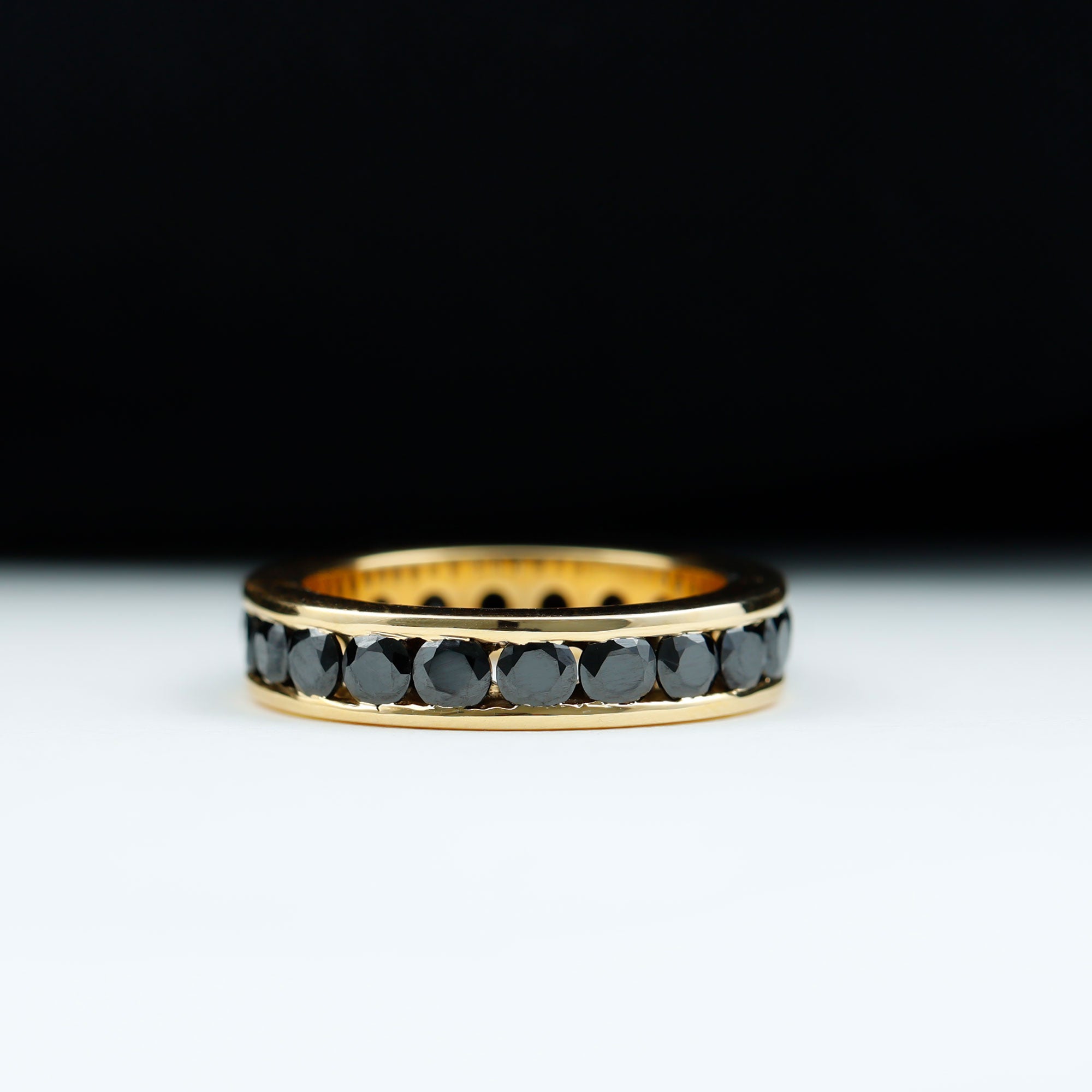 2 CT Black Onyx Full Eternity Band Ring in Channel Setting Black Onyx - ( AAA ) - Quality - Rosec Jewels