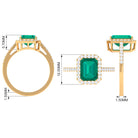 Lab Created Emerald Statement Engagement Ring With Moissanite Halo Lab Created Emerald - ( AAAA ) - Quality - Rosec Jewels