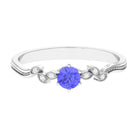 Minimal Leaf Promise Ring with Tanzanite and Diamond Tanzanite - ( AAA ) - Quality - Rosec Jewels