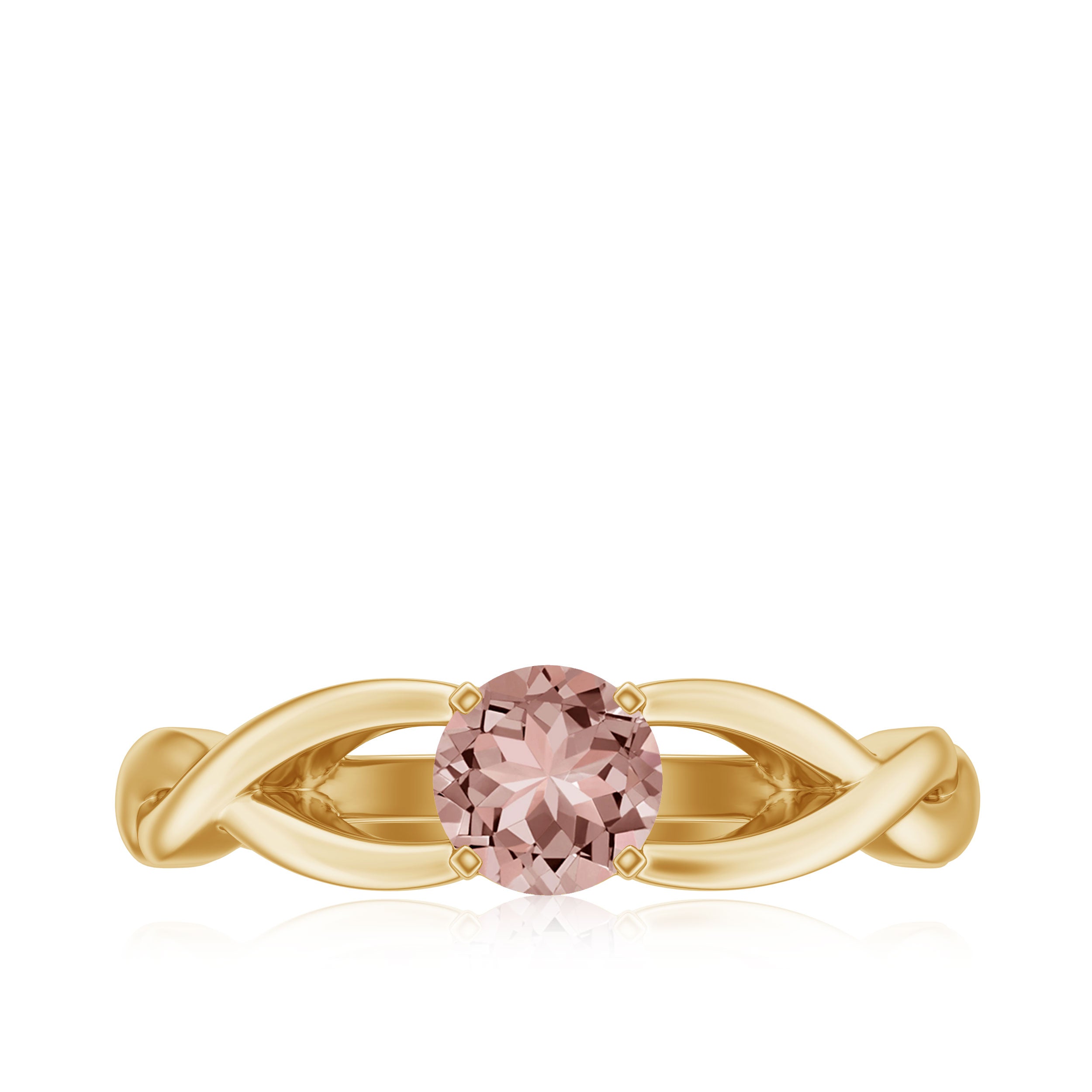 Real Morganite Solitaire Crossover Ring Morganite - ( AAA ) - Quality - Rosec Jewels