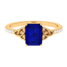 Octagon Cut Solitaire Created Blue Sapphire Celtic Engagement Ring with Diamond Lab Created Blue Sapphire - ( AAAA ) - Quality - Rosec Jewels