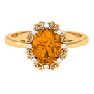 Vintage Inspired Oval Citrine Engagement Ring with Diamond Citrine - ( AAA ) - Quality - Rosec Jewels