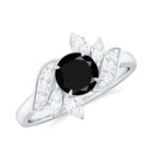 1.75 CT Solitaire Black Onyx Gold Flower Engagement Ring with Moissanite Black Onyx - ( AAA ) - Quality - Rosec Jewels