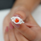 1.50 CT Vintage Inspired Fire Opal Engagement Ring with Diamond Fire Opal - ( AAA ) - Quality - Rosec Jewels