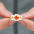 1.50 CT Vintage Inspired Fire Opal Engagement Ring with Diamond Fire Opal - ( AAA ) - Quality - Rosec Jewels