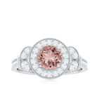 Vintage Inspired Morganite and Diamond Engagement Ring Morganite - ( AAA ) - Quality - Rosec Jewels