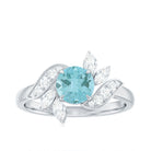 1.75 CT Claw Set Sky Blue Topaz Flower Engagement Ring with Diamond Sky Blue Topaz - ( AAA ) - Quality - Rosec Jewels