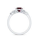 Natural Rhodolite Flower Engagement Ring with Diamond Rhodolite - ( AAA ) - Quality - Rosec Jewels